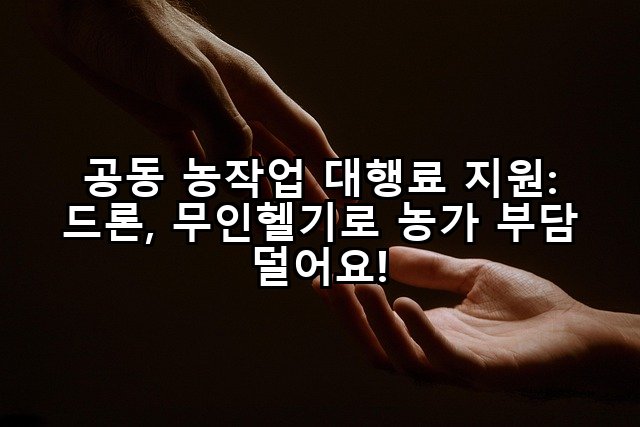 공동 농작업 대행료 지원: 드론, 무인헬기로 농가 부담 덜어요!